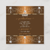 Luxueuze bruin Oranje  Ornamenten met Logo Vierkante Visitekaartje (Achterkant)
