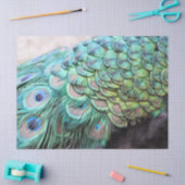 Luxueuze Elegant Boho Blauwgroen Peacock Feathers Tissuepapier (Craft)