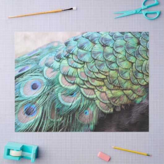 Luxueuze Elegant Boho Blauwgroen Peacock Feathers Tissuepapier (Craft)