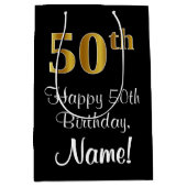 Luxueuze, elegante, Faux Gold Kijk 50ste verjaarda Medium Cadeauzakje (Voorkant)