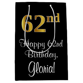 Luxueuze, elegante, Faux Gold Kijk 62e verjaardag Medium Cadeauzakje