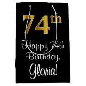 Luxueuze, elegante, Faux Gold look 74ste verjaarda Medium Cadeauzakje (Voorkant)