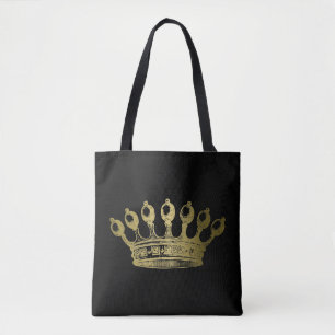 Luxueuze Esoteric Gold Crown Black Tote Bag