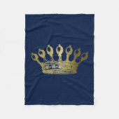 Luxueuze Esoteric Gold Crown Navy Fleece Deken (Voorkant)