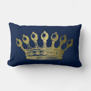 Luxueuze Esoteric Gold Crown Navy Kussen