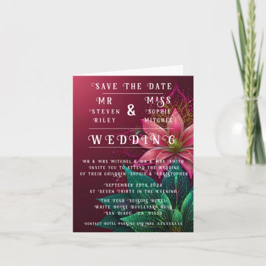 Luxueuze Floral Wedding Invitation Suite (Voorkant)