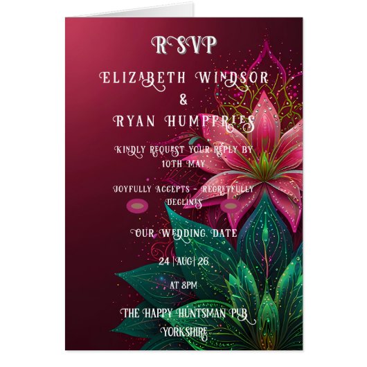 Luxueuze Floral Wedding Invitation Suite (Voorkant)