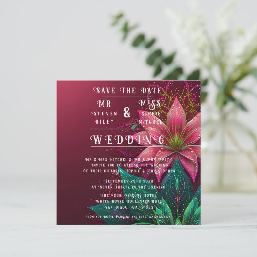 Luxueuze Floral Wedding Invitation Suite Kaart (Staand voorkant)