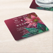 Luxueuze Floral Wedding Invitation Suite Kartonnen Onderzetters (Schuin)