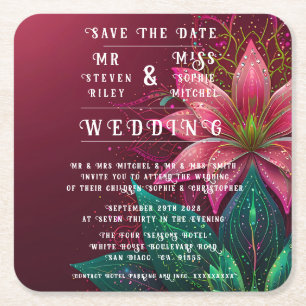 Luxueuze Floral Wedding Invitation Suite Kartonnen Onderzetters