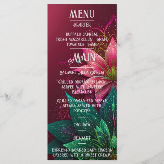 Luxueuze Floral Wedding Invitation Suite Menu (Voorkant)