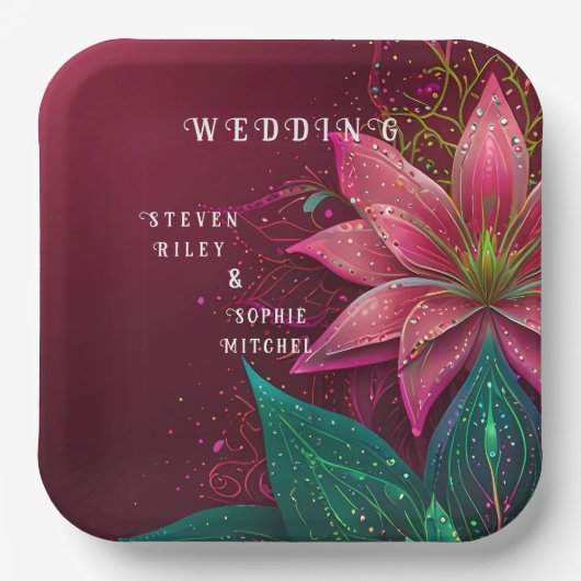 Luxueuze Floral Wedding Invitation Suite Papieren Bordje (Voorkant)