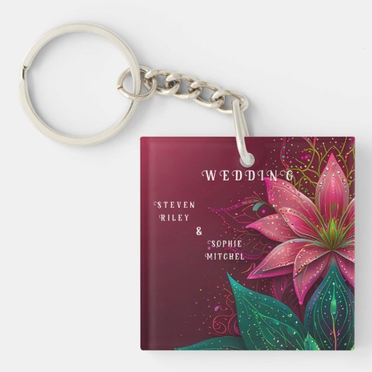Luxueuze Floral Wedding Invitation Suite Sleutelhanger (voorkant)