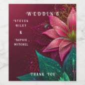 Luxueuze Floral Wedding Invitation Suite Wijn Etiket (Enkel label)