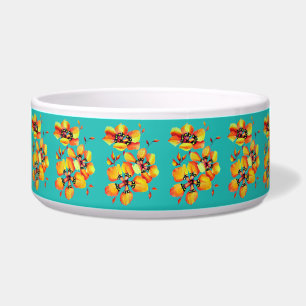 Luxueuze Glamoureus Elegant Oranje Flowers - Aqua Voerbakje