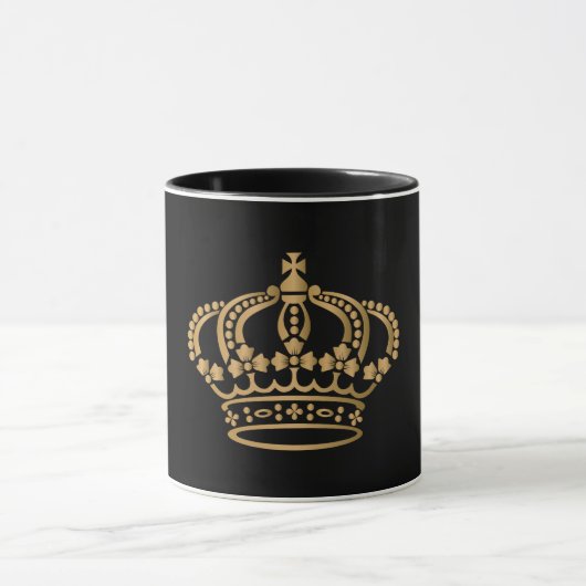 Luxueuze Gold Crown Black Mok (Midden)