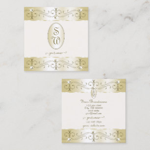 Luxueuze Gold- en Cream- Ornamenten monogram Vierkante Visitekaartje