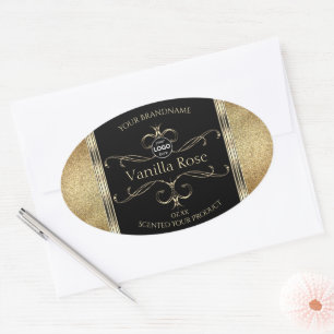 Luxueuze Gold Glitter Black Product Labels Logo