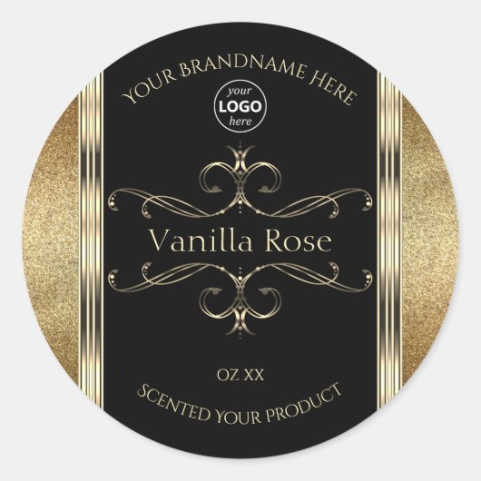 Luxueuze Gold Glitter Black Product Labels Logo (Voorkant)