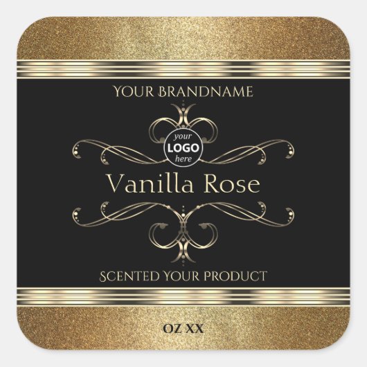 Luxueuze Gold Glitter Black Product Labels Logo (Voorkant)