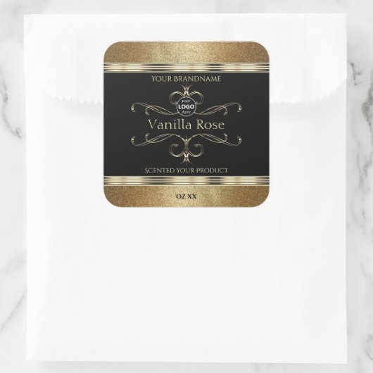 Luxueuze Gold Glitter Black Product Labels Logo (Tas)