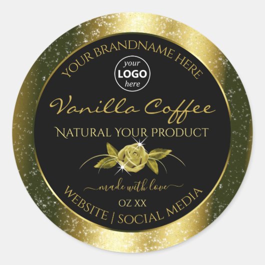Luxueuze Gold Glitter Black Product Labels Logo (Voorkant)