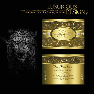 Luxueuze Gold Glitter Diamonds Stars en Initialen Visitekaartje