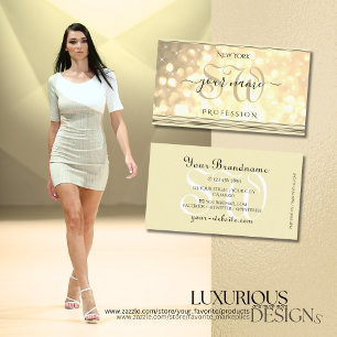 Luxueuze Gold Glitter Stars Initialen Cream Golden Visitekaartje