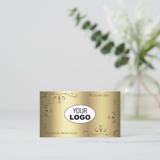 Luxueuze Gold  hoeken Logo Elegant Golden Visitekaartje (Staand voorkant)