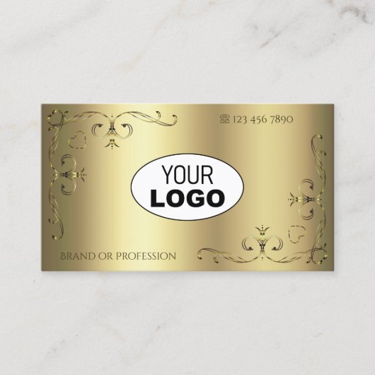 Luxueuze Gold  hoeken Logo Elegant Golden Visitekaartje (Voorkant)