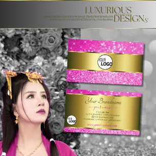 Luxueuze Gold Hot Pink Glitter Stars toevoegen Log Visitekaartje