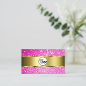 Luxueuze Gold Hot Pink Glitter Stars toevoegen Log Visitekaartje (Staand voorkant)