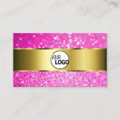 Luxueuze Gold Hot Pink Glitter Stars toevoegen Log Visitekaartje (Voorkant)