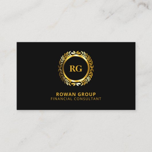 Luxueuze Gold Laurel blaast de rest op zwart Visitekaartje (Voorkant)