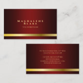 Luxueuze Gold Line Minimalistische Rode Bourgogne Visitekaartje (Voorkant / Achterkant)