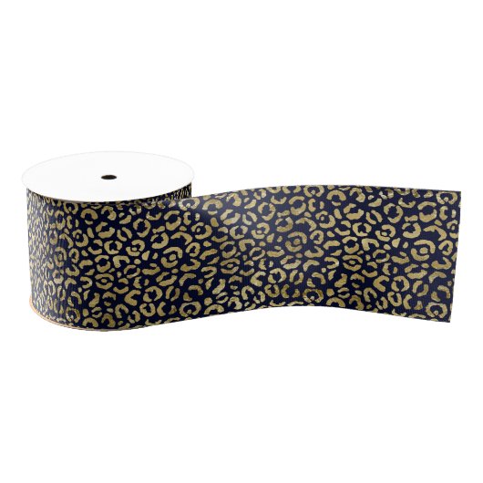 Luxueuze Gold Navy Leopard Print stijlvol Grosgrain Lint (Spoel)