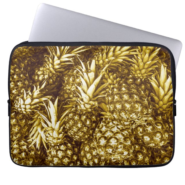Luxueuze gouden anananassen laptop sleeve (Voorkant)