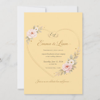 Luxueuze Gouden Golf Trouwuitnodiging | Elegante M Kaart