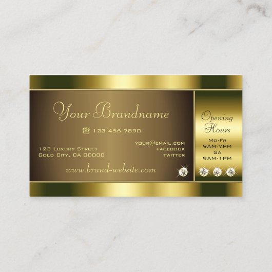 Luxueuze gouden kleuren met mousserende neushoorns visitekaartje (Achterkant)