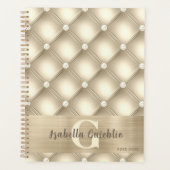Luxueuze gouden tufted diamant patroon kunst planner (Voorkant)