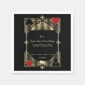 Luxueuze Gouden Zwarte Gatsby Stijl Bruiloft Roari Servet (Voorkant)