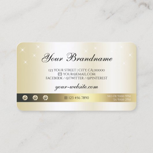 Luxueuze goudglitter mousserende sterren Logo Mode Visitekaartje (Achterkant)