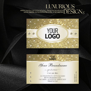 Luxueuze goudglitter Sparkle Stars Diamonds Logo Visitekaartje