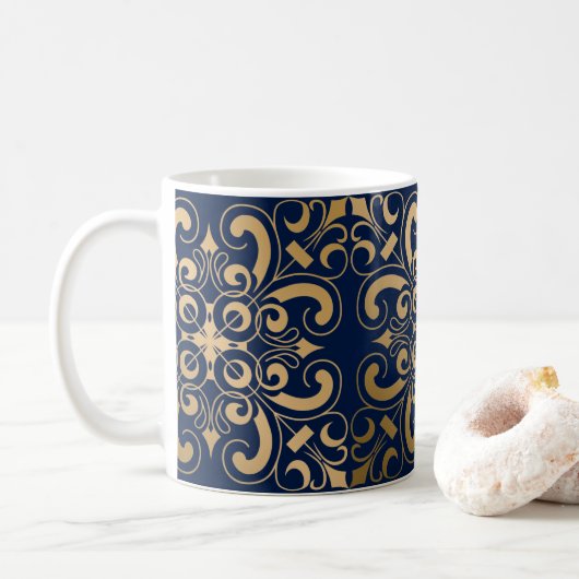 Luxueuze goudmarine koffiemok (Met donut)