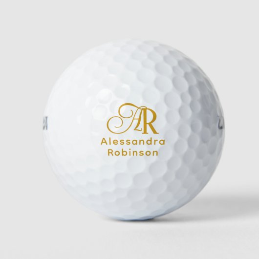 Luxueuze goudmonogram en naam Golf Balls Golfballen (Voorkant)