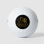 Luxueuze goudmonogram en naam Golf Balls Golfballen (Voorkant)