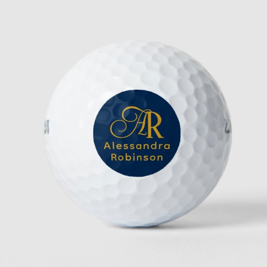 Luxueuze goudmonogram en naam Golf Balls Golfballen (Voorkant)
