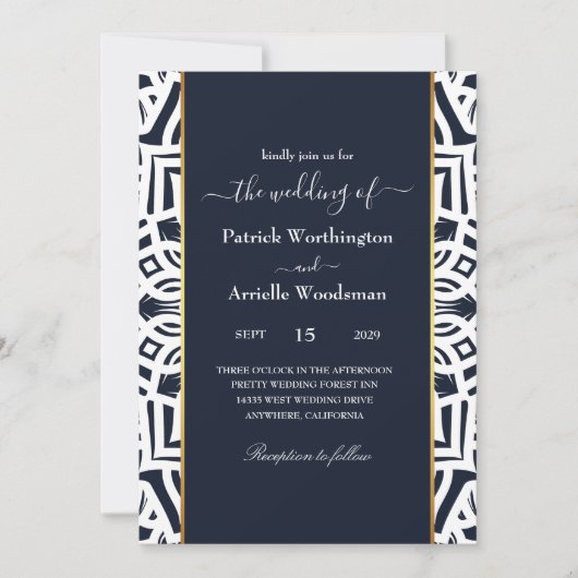 luxueuze huwelijksfeestuitnodigingen kaart (Voorkant)