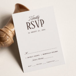 Luxueuze ivoorwitte en espressobruine trouw-RSVP k Informatiekaartje
