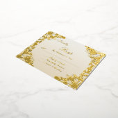 Luxueuze Ivoren Gouden Script Trouw RSVP Kaart (Gedraaid)